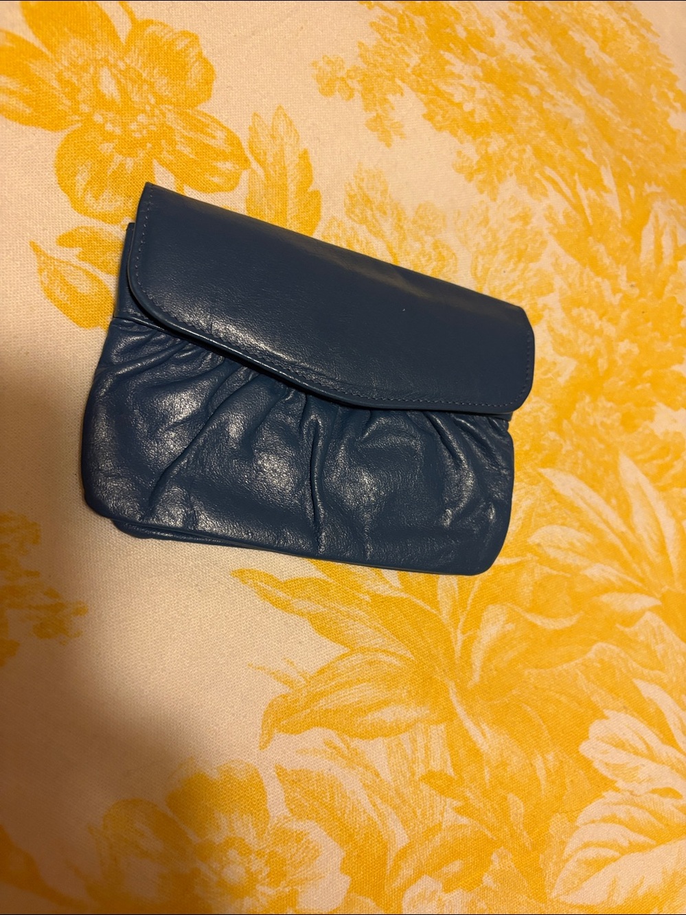 Vintage Leather Buxton Gathered Flap Clutch